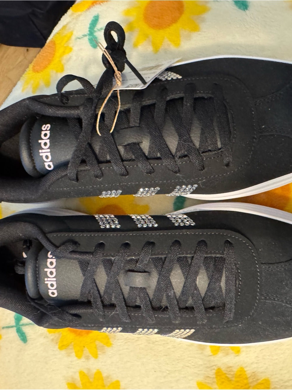 adidas Men’s Black Suede Sneakers with Crystal 3-Stripes